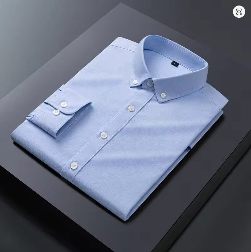Ice Blue Oxford Cotton Shirt For Man