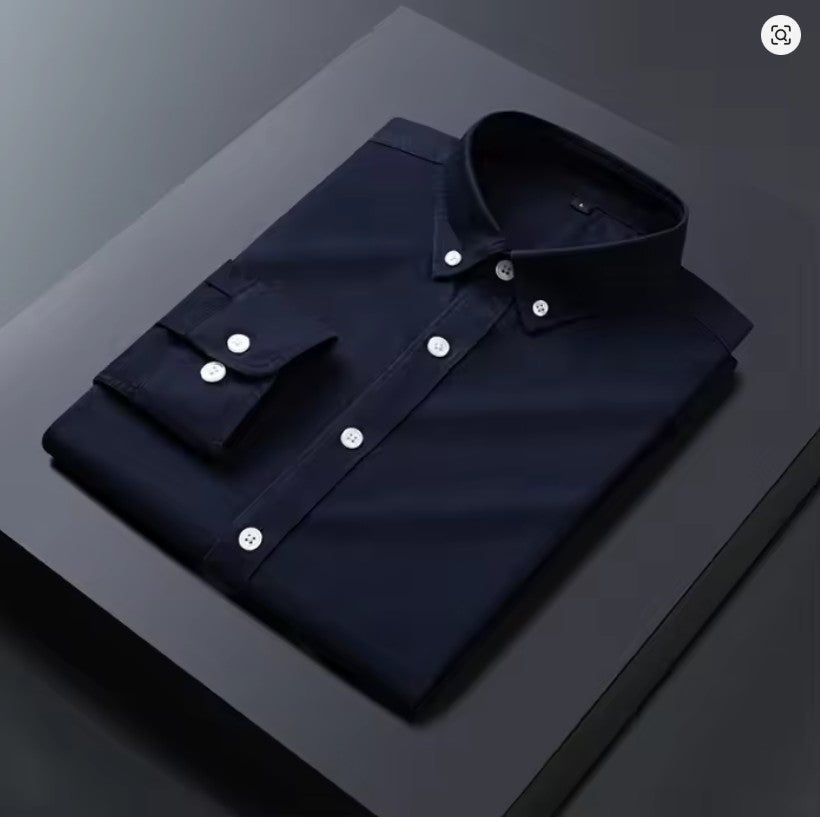 Midnight Blue Oxford Cotton Shirt For Man