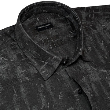 Charcoal Drift Abstract Linen Shirt