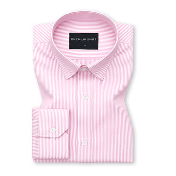 Pink Cotton Blend Stripes Shirt for Men