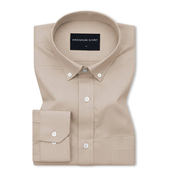 Beige Oxford Cotton Shirt For Men