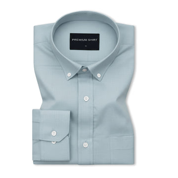 Cyan Blue Oxford Cotton Shirt For Man