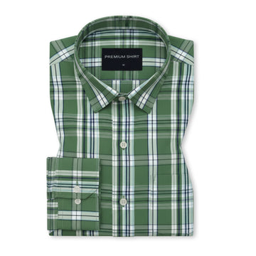 Highland Green Classic Check Paper Cotton Shirt For Men