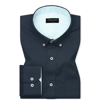 Designer Navy Blue Satin Shirt for Men