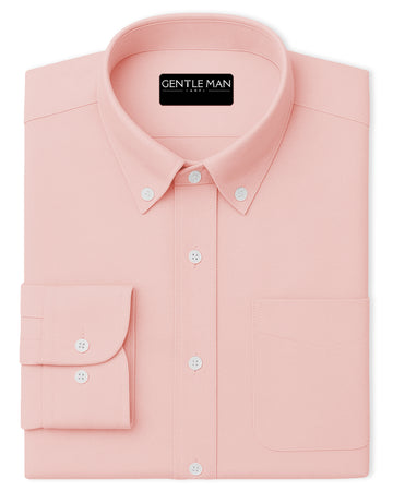 Peach Oxfords Cotton Shirt For Men