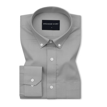 Silver Oxford Cotton Shirt For Man