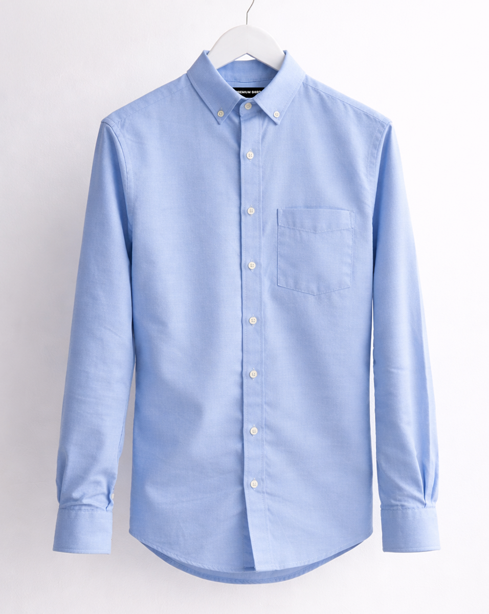 New Denim Blue Oxford Cotton Shirt For Men
