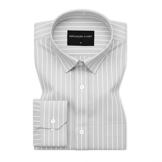 Grey Small Pinstripe Oxford Shirt For Men