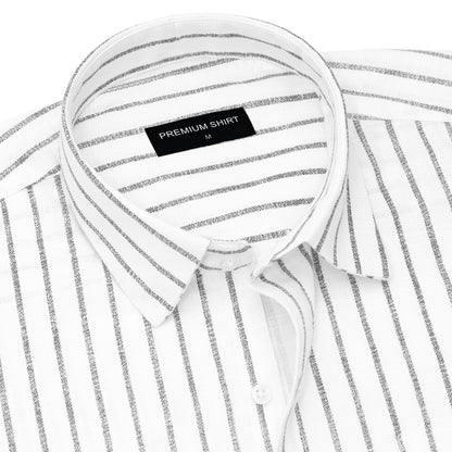 Pack of 2 Charcoal & Skyline Pinstripe Linen Shirts Bundle For Men