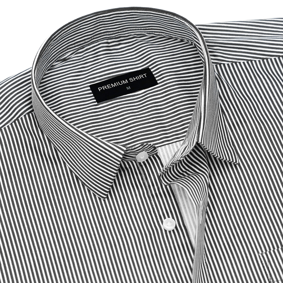 Black Cotton Blend Stripes Shirt for Men