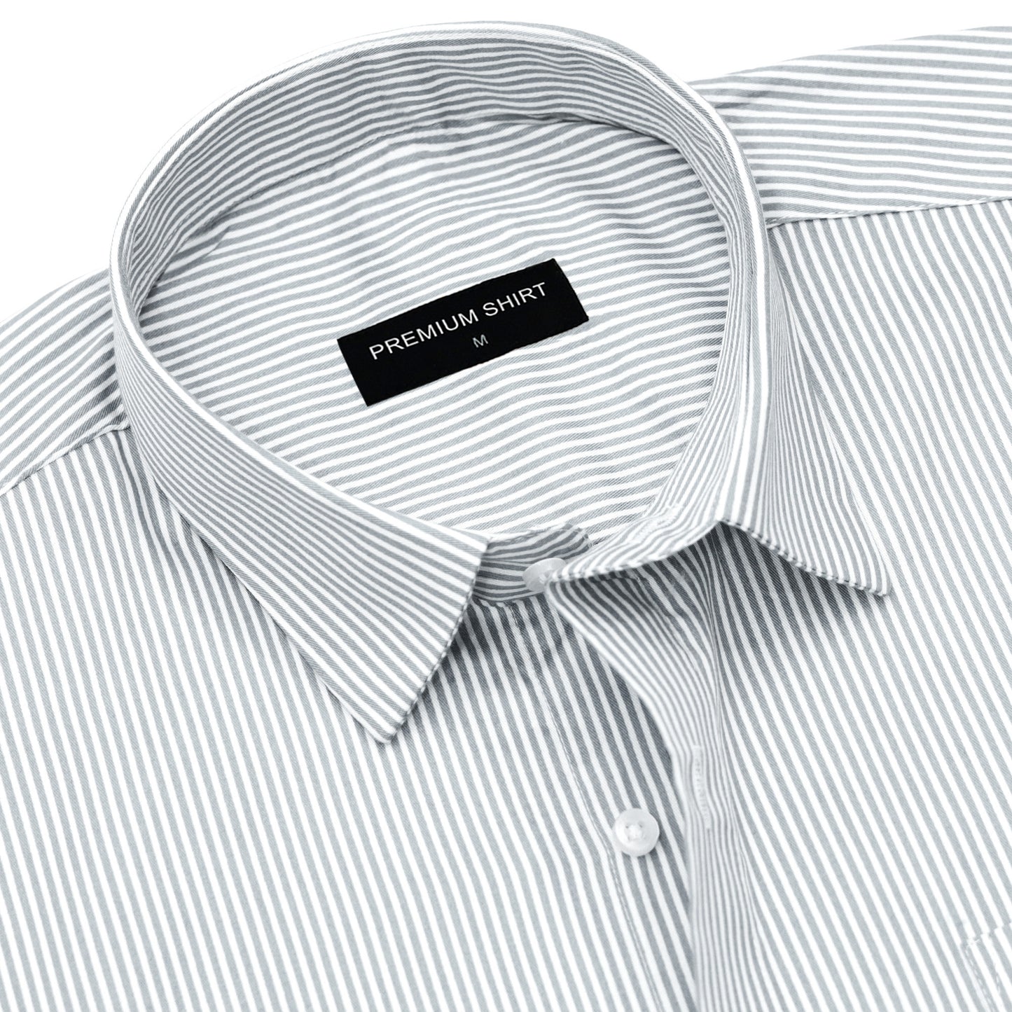 Light Grey Cotton Blend Stripes Shirt for Men
