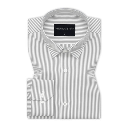 Silver Grey Pinstripe Oxford Shirt For Men
