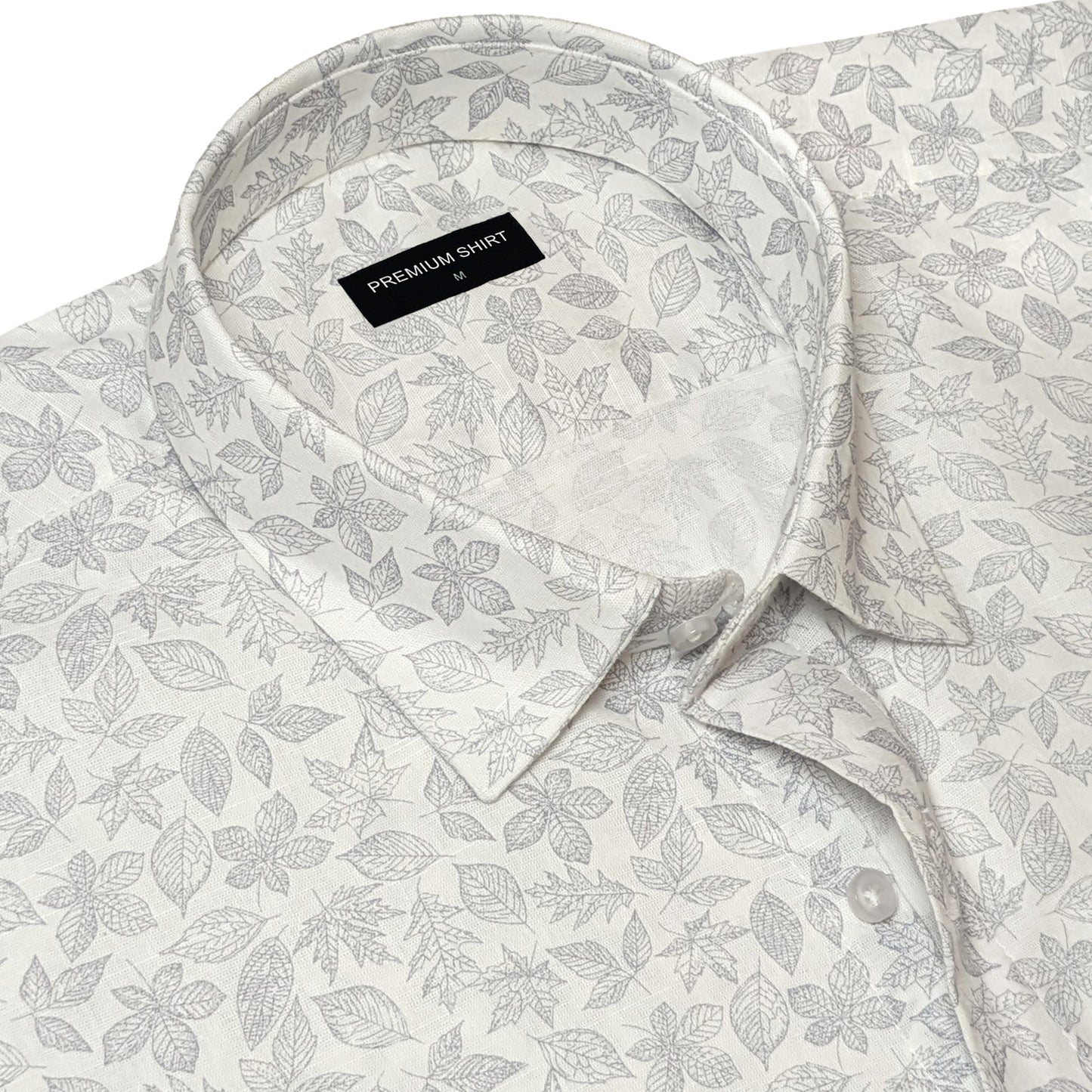 White Lavender Abstract Linen Shirt For Men