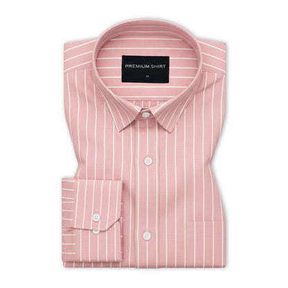 Peach Pinstripe Oxford Shirt For Men