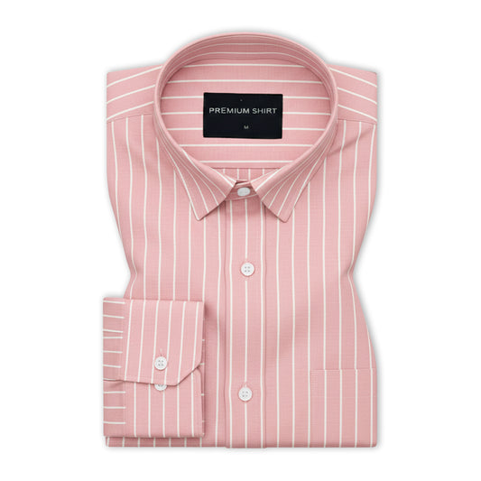 Peach Pinstripe Oxford Shirt For Men