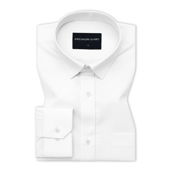 Pearl White Twill Cotton Shirt For Men