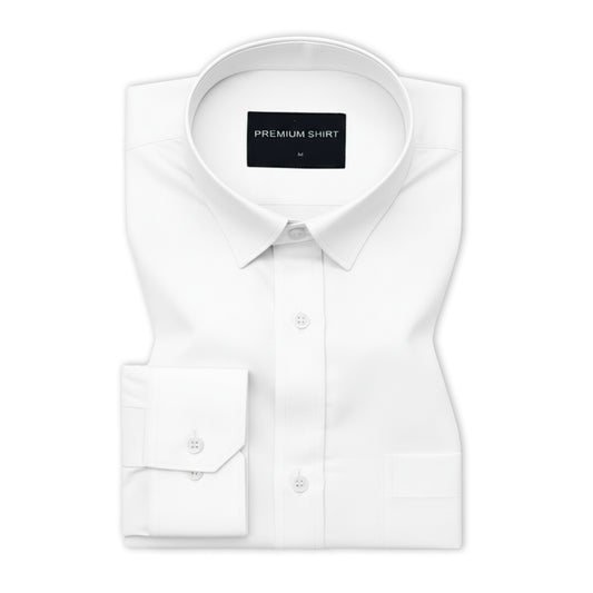Pearl White Twill Cotton Shirt For Men