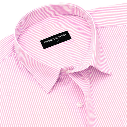 Pink Cotton Blend Stripes Shirt for Men