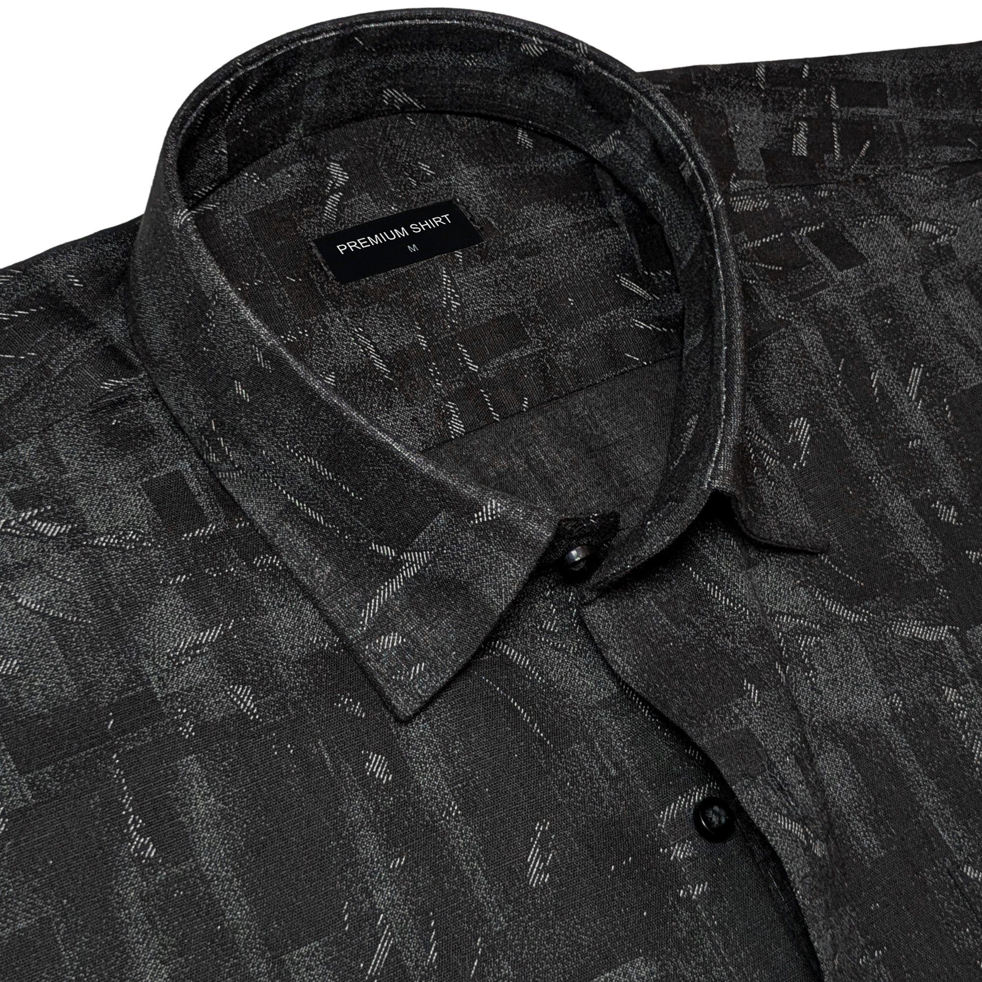 Charcoal Drift Abstract Linen Shirt