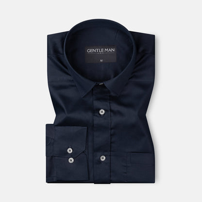 Deep Navy Blue Satin Shirt for Men
