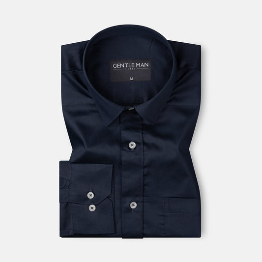 Deep Navy Blue Satin Shirt for Men