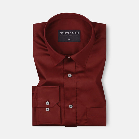 Crimson Red Satin Shirt for Men