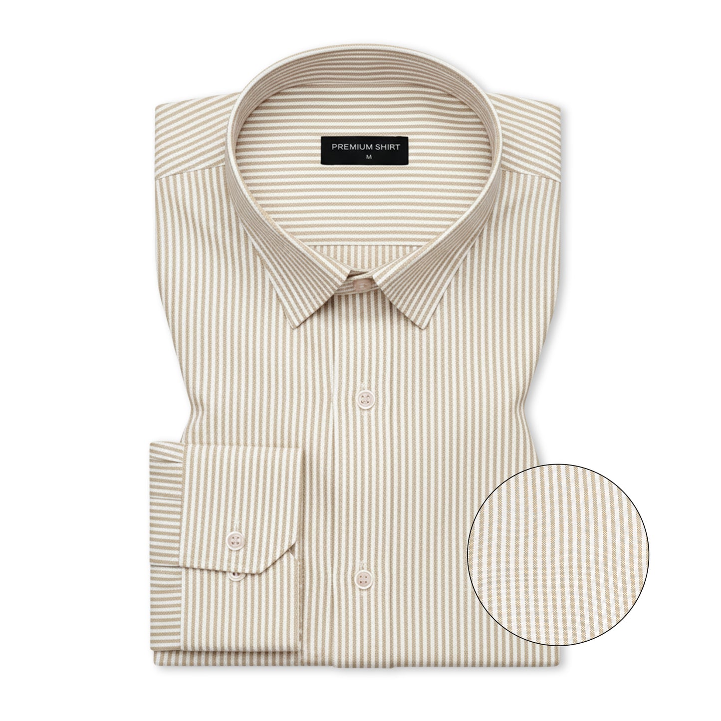 Bold Beige Pinstripe Oxford Shirt For Men