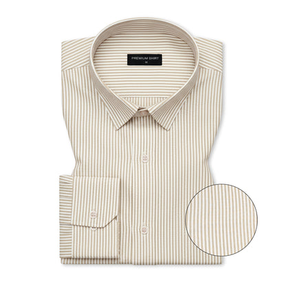 Bold Beige Pinstripe Oxford Shirt For Men