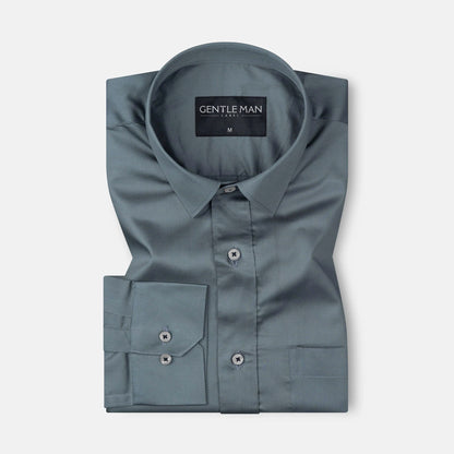 Urban Teal Satin Shirt for Men