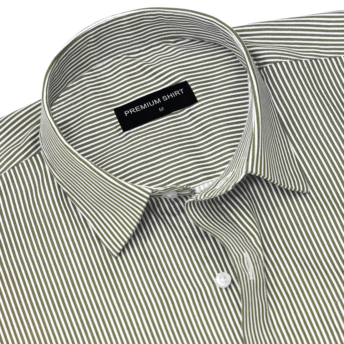 Pack of 2 Olive & Light Grey Cotton Blend Stripes Shirts Bundle For Men