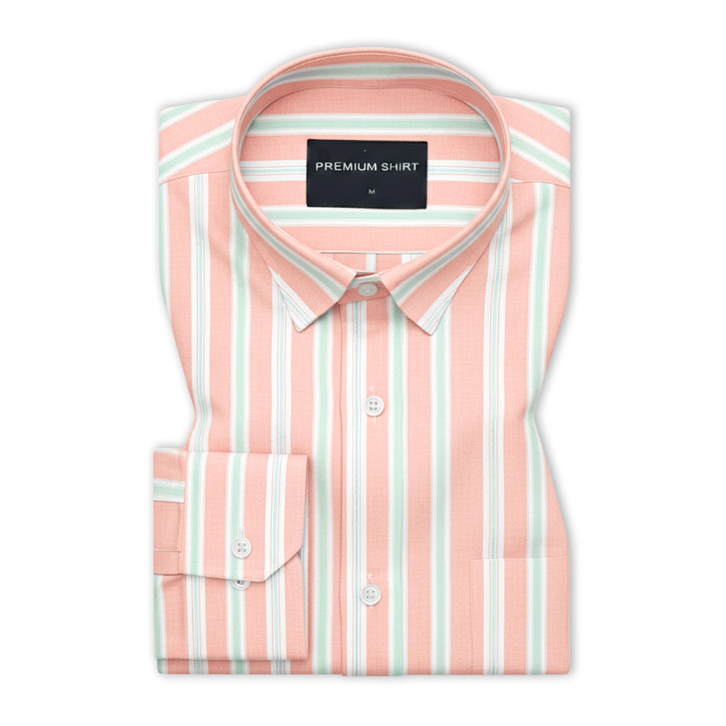 Rose Mist Oxford Stripe Cotton Shirt For Men