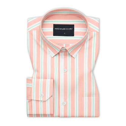 Rose Mist Oxford Stripe Cotton Shirt For Men