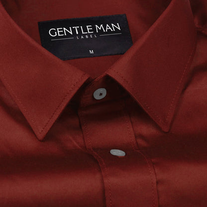 Crimson Red Satin Shirt for Men