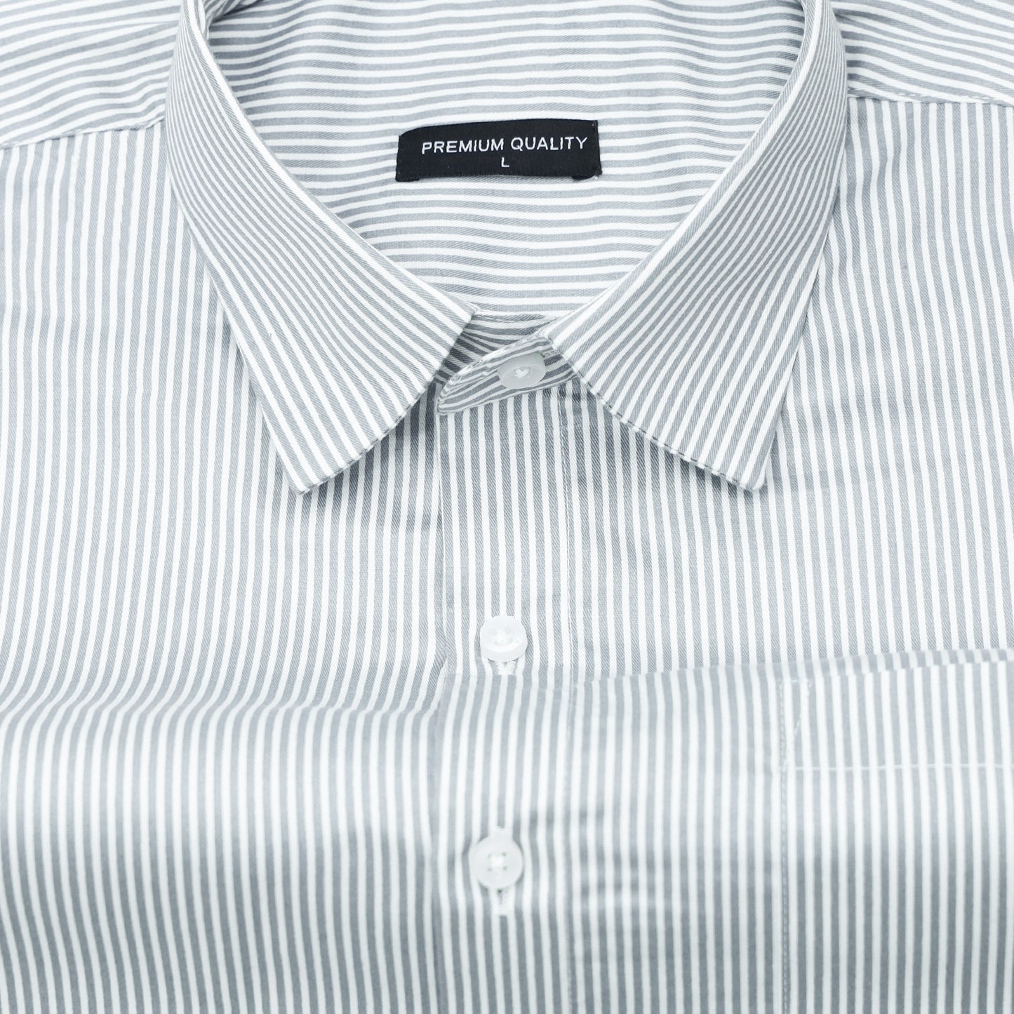 Light Grey Cotton Blend Stripes Shirt for Men