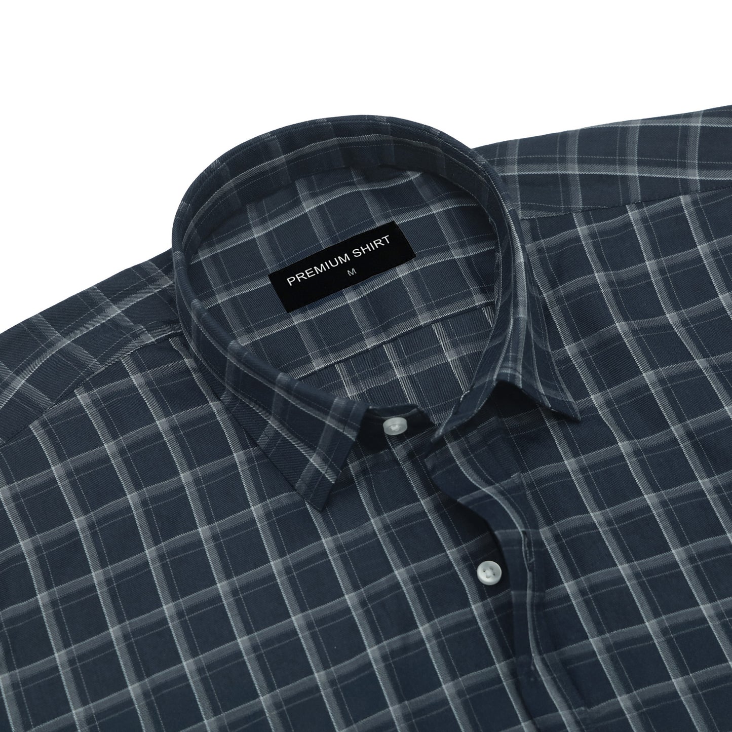 Dark Sapphire Classic Check Cotton Blend Shirt for Men