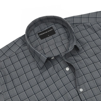 Pack of 2 Graphite & Peach White Classic Check Cotton Shirts Bundle For Men