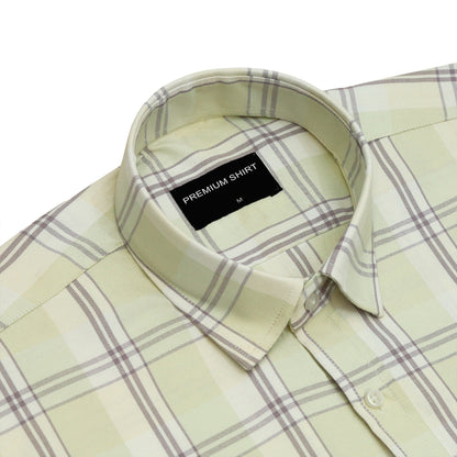 Pack of 2 Moss Green & Pale Pistachio Classic Check Cotton Shirts Bundle For Men