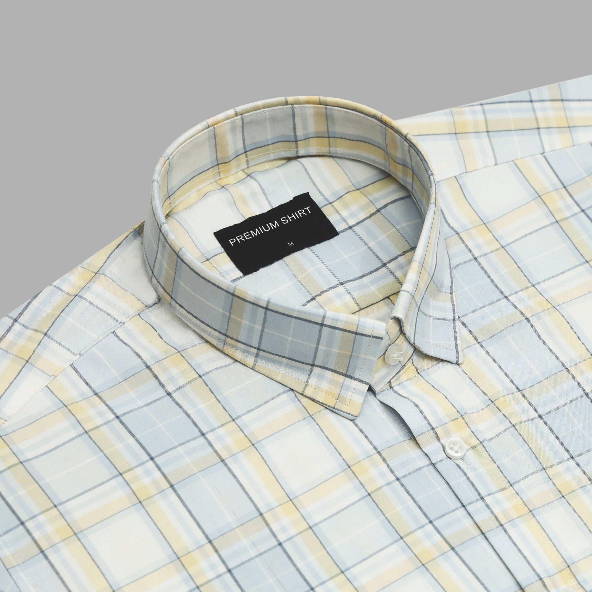 Lemon Frost Classic Check Paper Cotton Shirt For Men