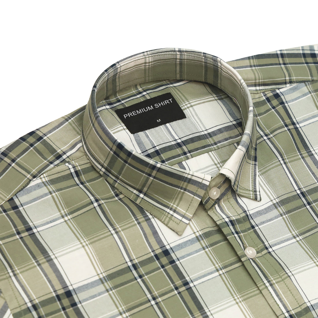 Pack of 2 Olive Green & Navy Blue Classic Check Cotton Shirts Bundle For Men