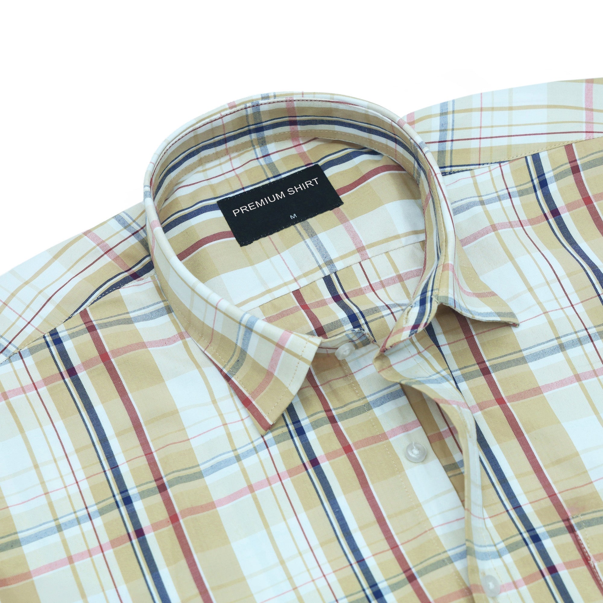 Pack of 2 Amber Forest & Golden Beige Classic Check Cotton Shirts Bundle For Men