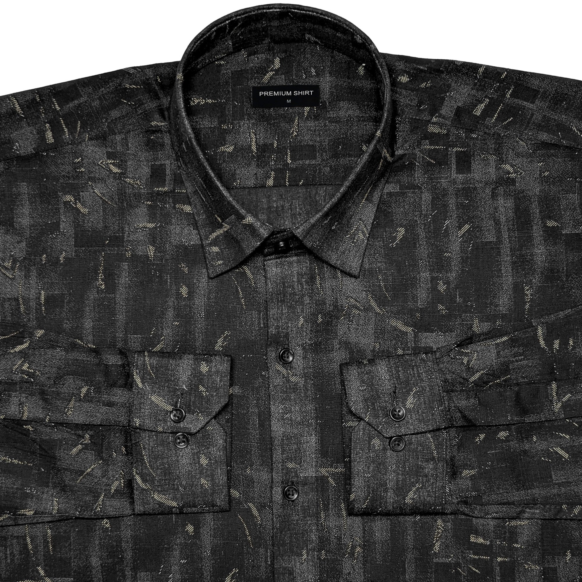 Charcoal Drift Abstract Linen Shirt
