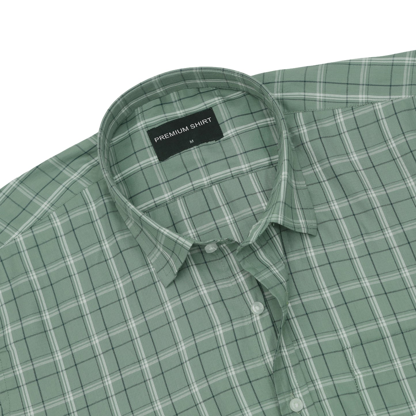 Sage Green Classic Check Cotton Blend Shirt for Men