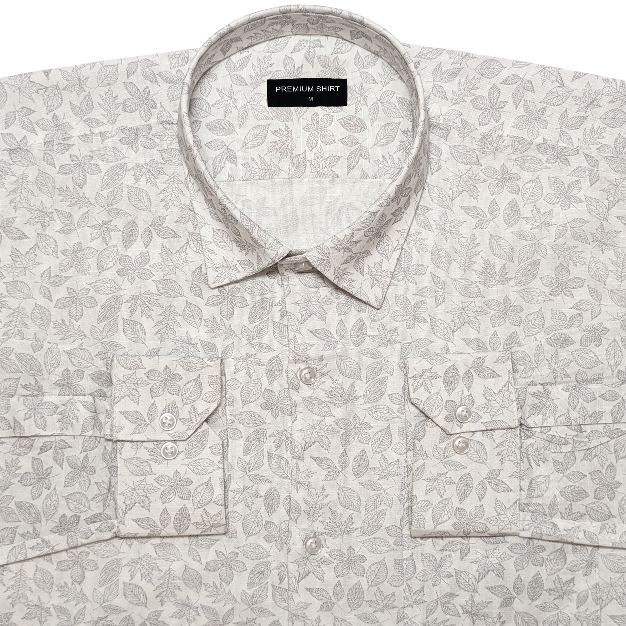 White Lavender Abstract Linen Shirt