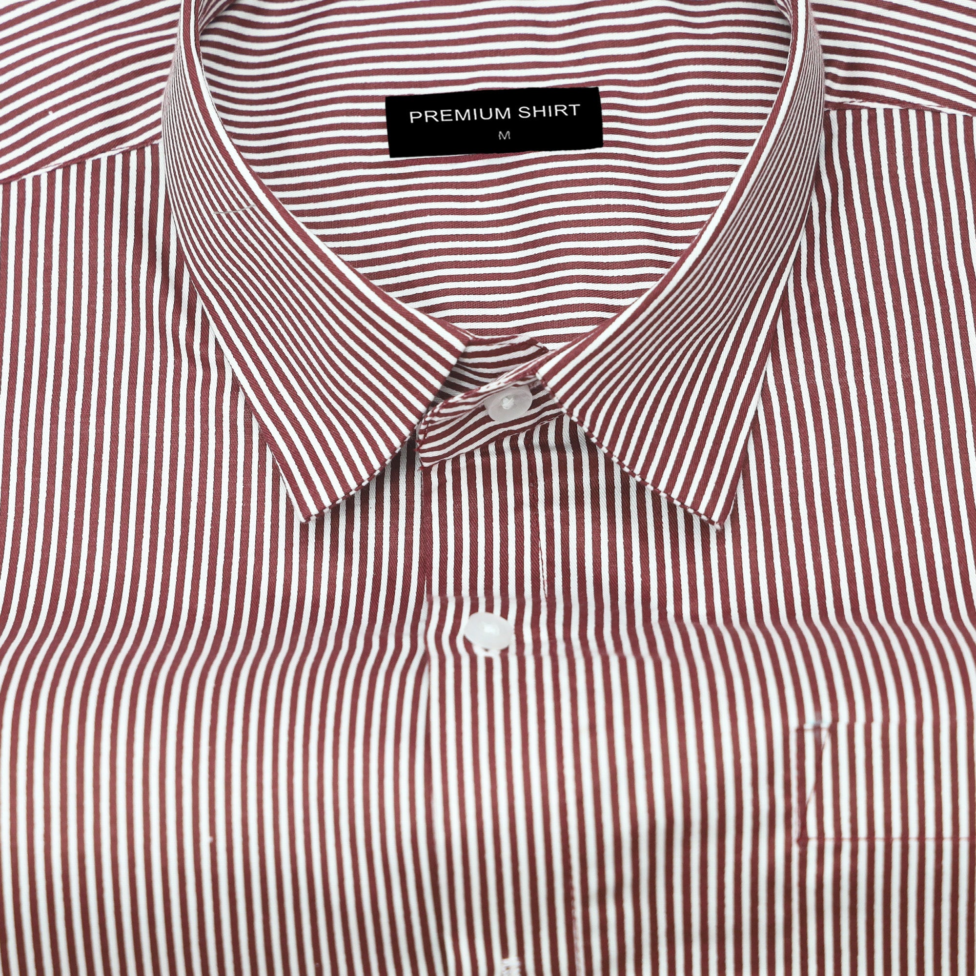 Maroon Cotton Blend Stripes Shirt for Men