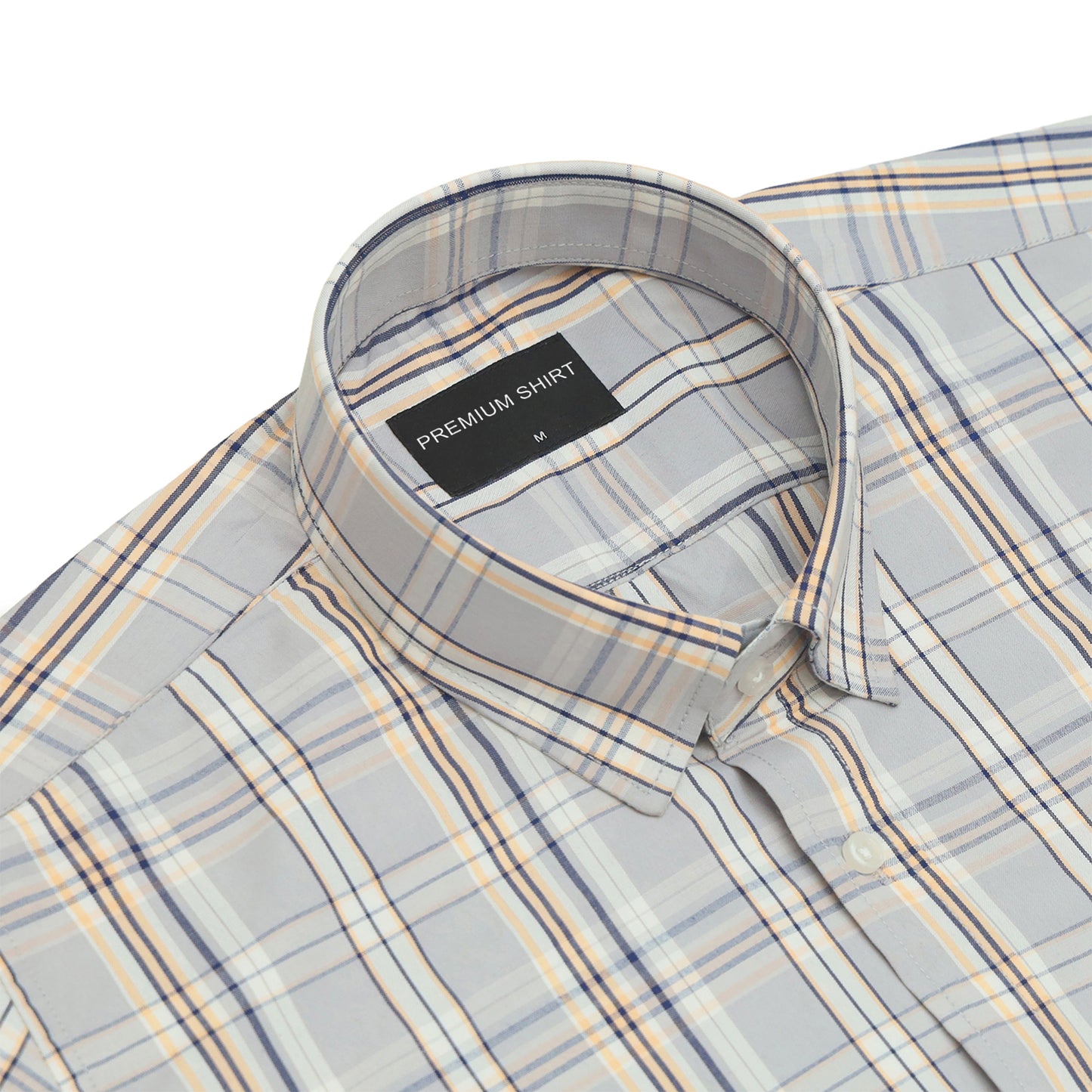 Pack of 2 Walnut Beige & Graphite Mustard Classic Check Cotton Shirts Bundle For Men