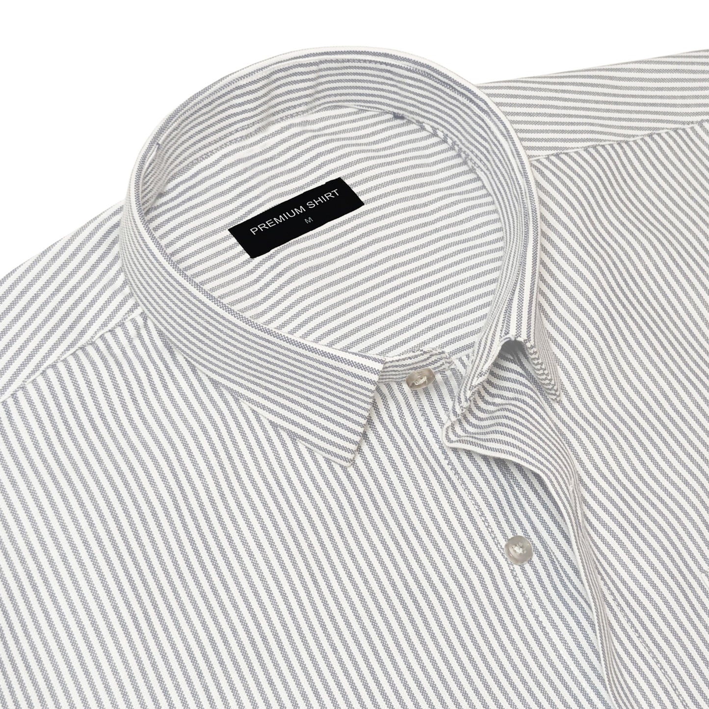 Silver Grey Pinstripe Oxford Shirt For Men