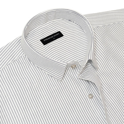 Silver Grey Pinstripe Oxford Shirt For Men