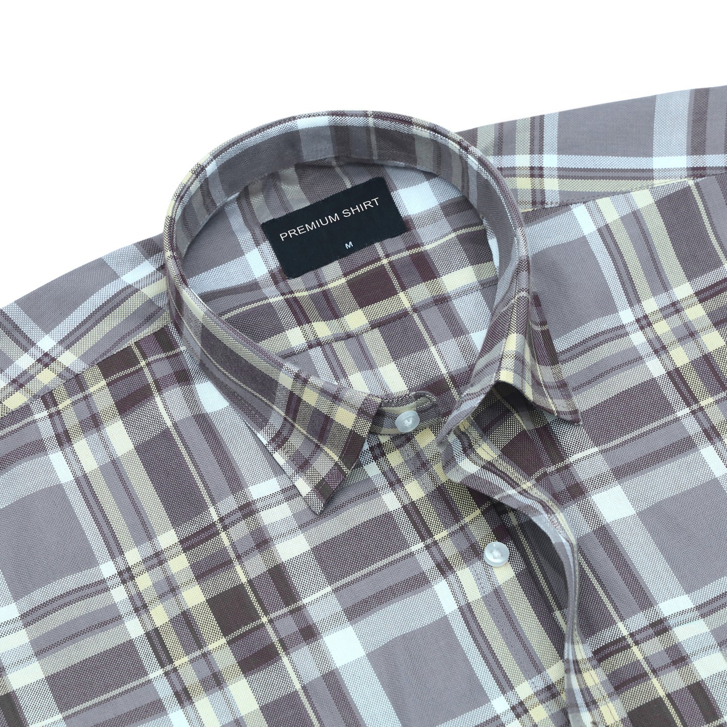 Pack of 2 Walnut Beige & Graphite Mustard Classic Check Cotton Shirts Bundle For Men