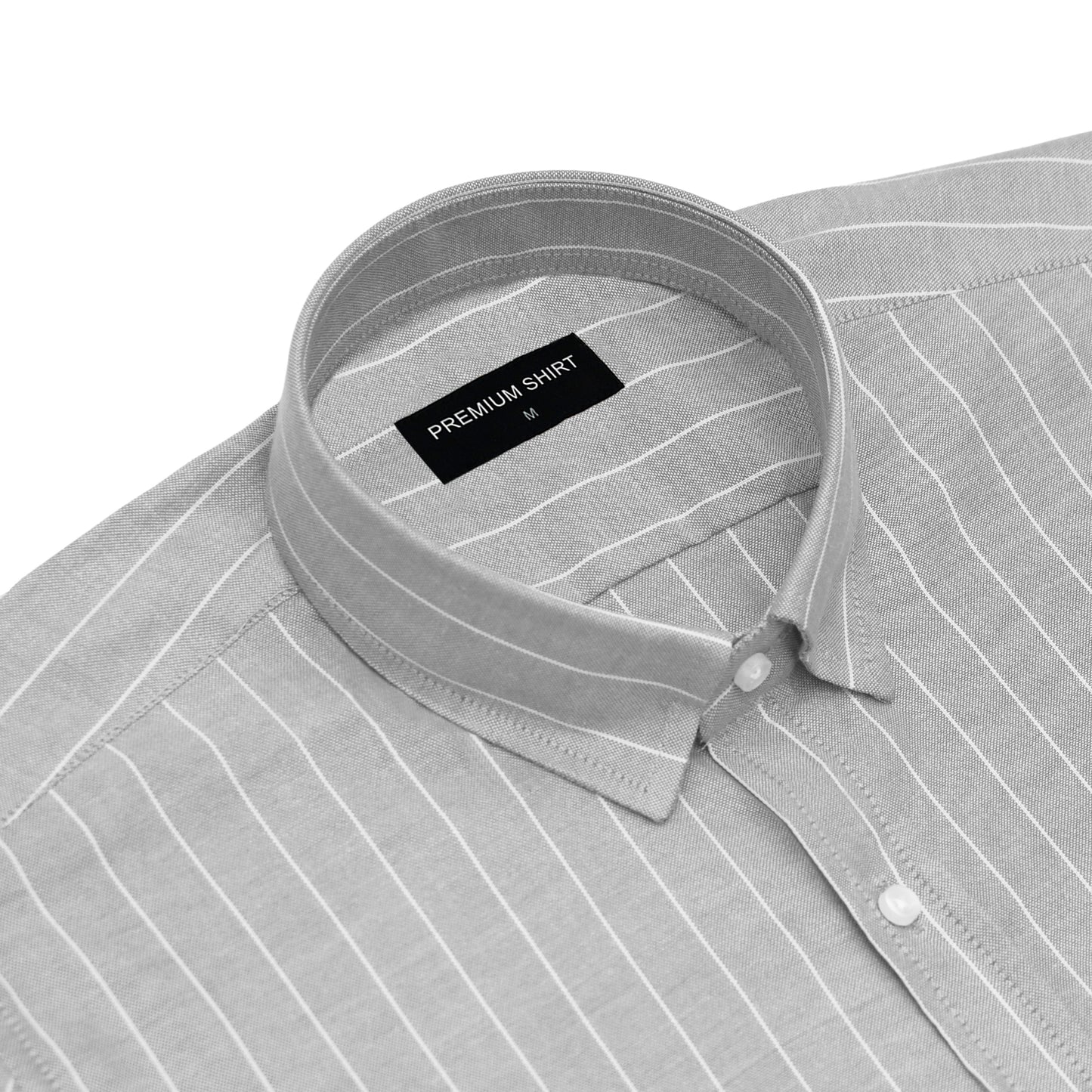 Cloud Grey Pinstripe Oxford Shirt For Men