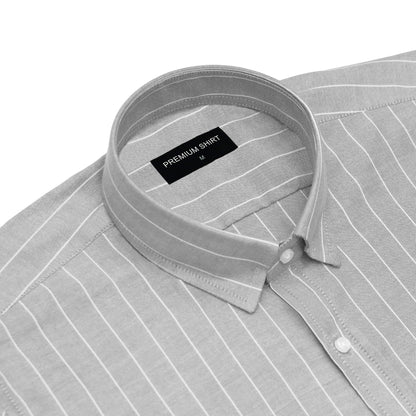 Cloud Grey Pinstripe Oxford Shirt For Men